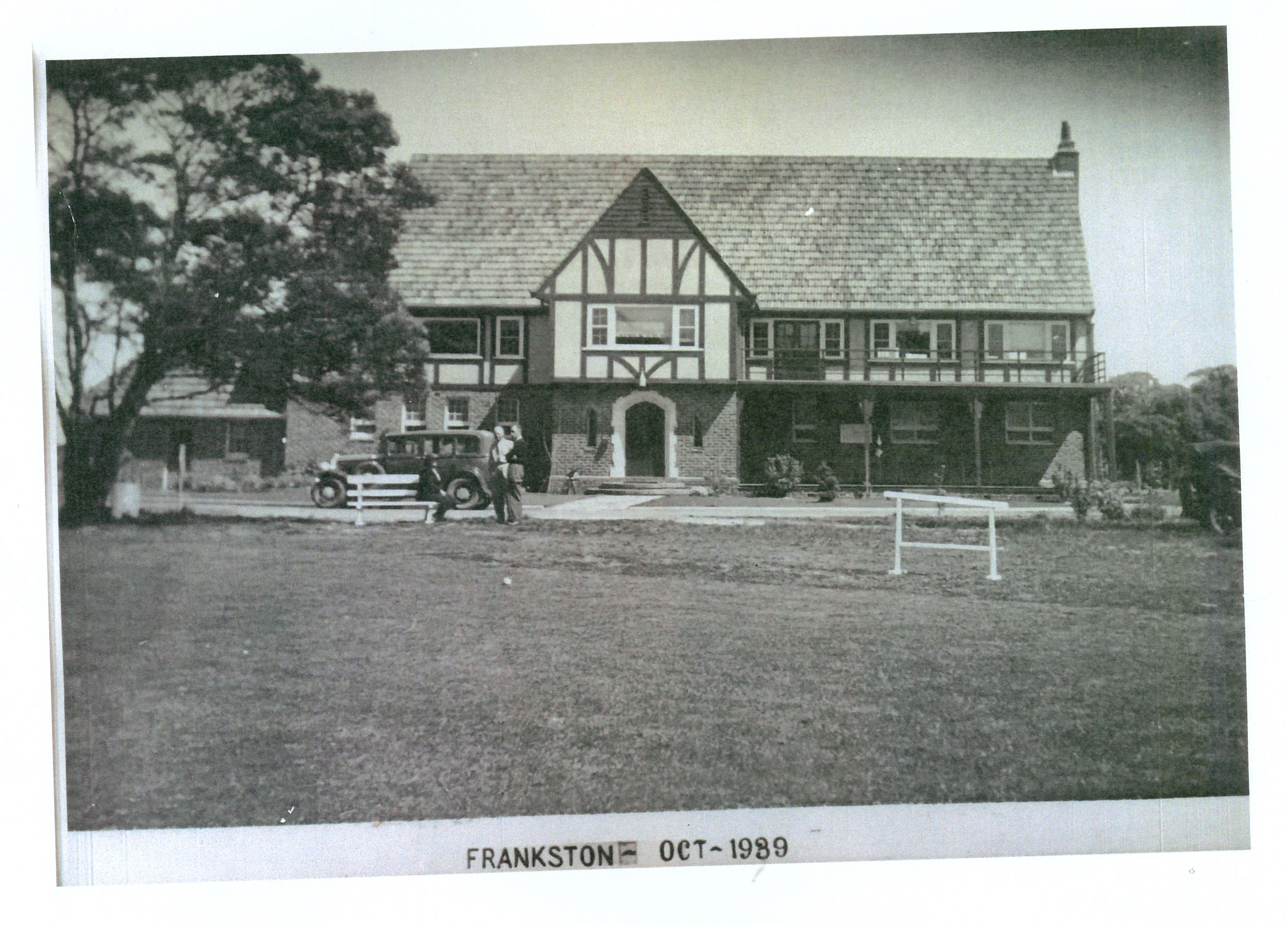 The original two-storey Tudor and Elizabethan-style clubhouse, photographed October 1938